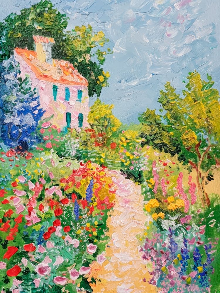 Garden Path. Van Gogh Style Painting Landscape