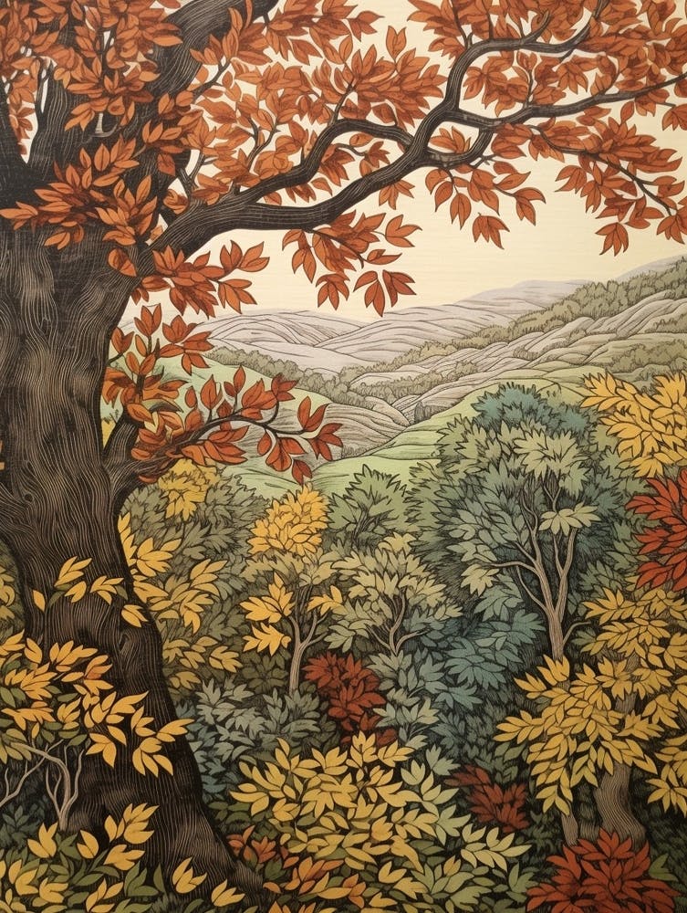 European Black Alder 4 Vintage Autumn Tree Print