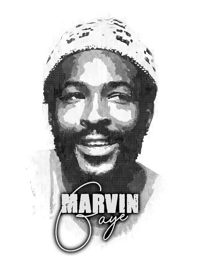 Marvin Gaye Music Legend in Halftone style