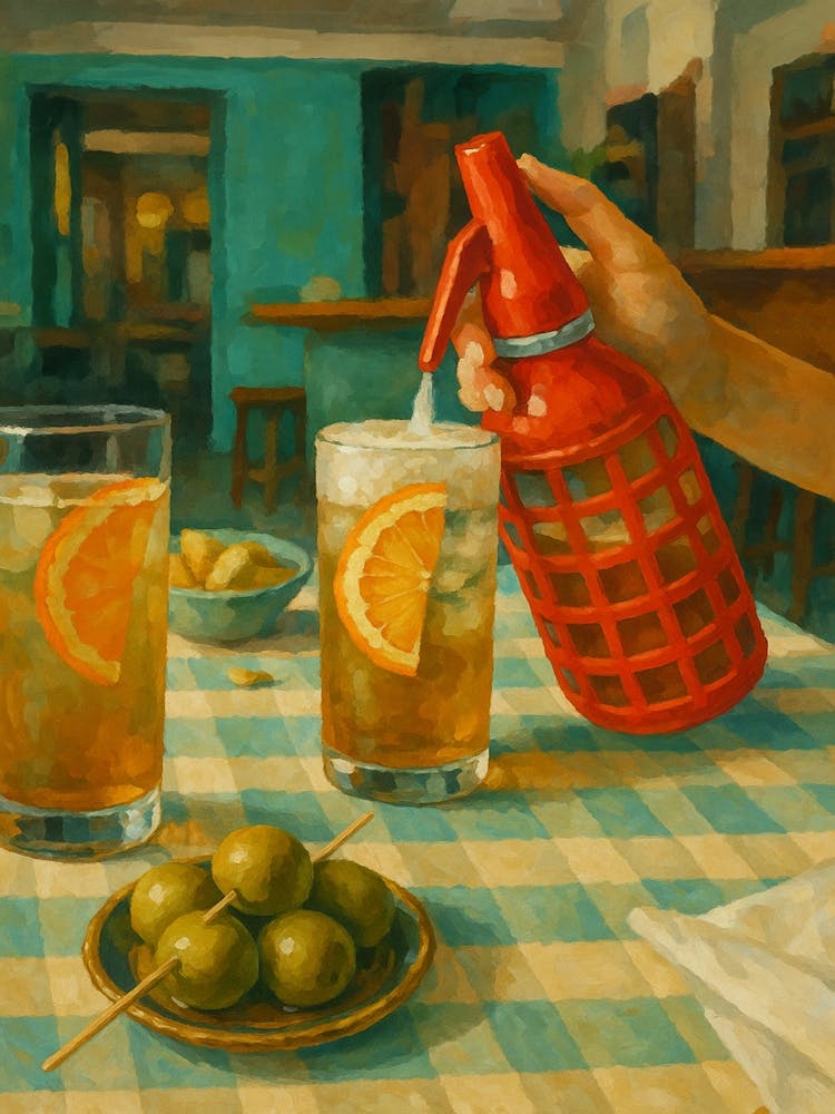 Drink At The Bar, vermouth and soda