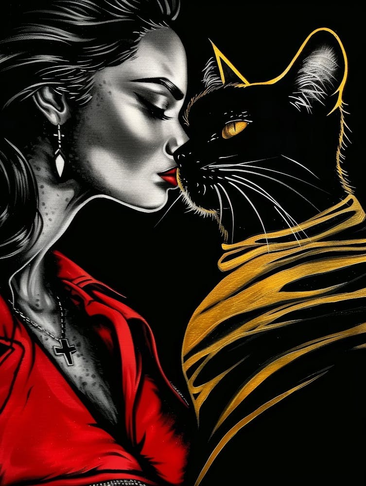 Cat Kissing Woman