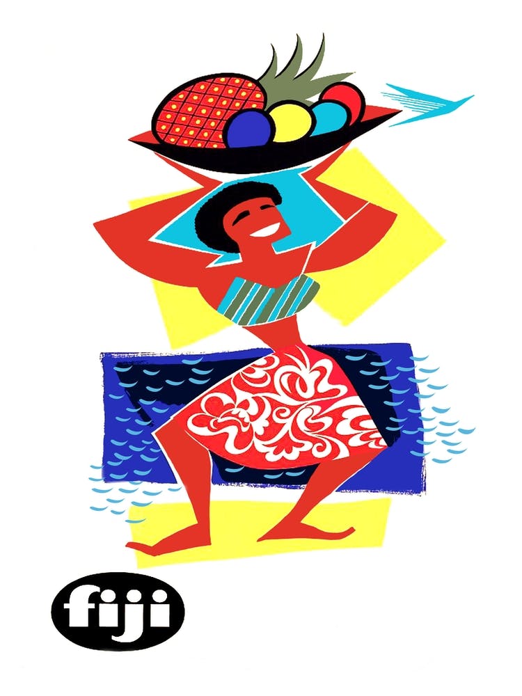 Fiji, Woman With A Fruit Basket