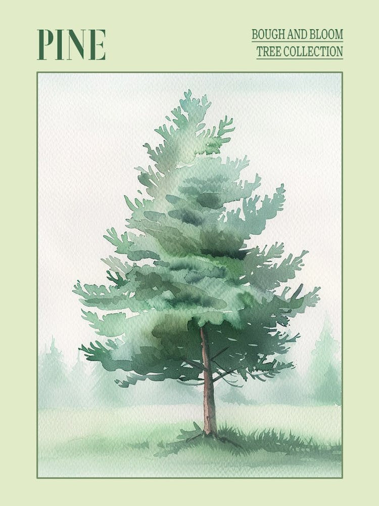 Pine Tree Atmospheric Watercolour Painting 2 Poster