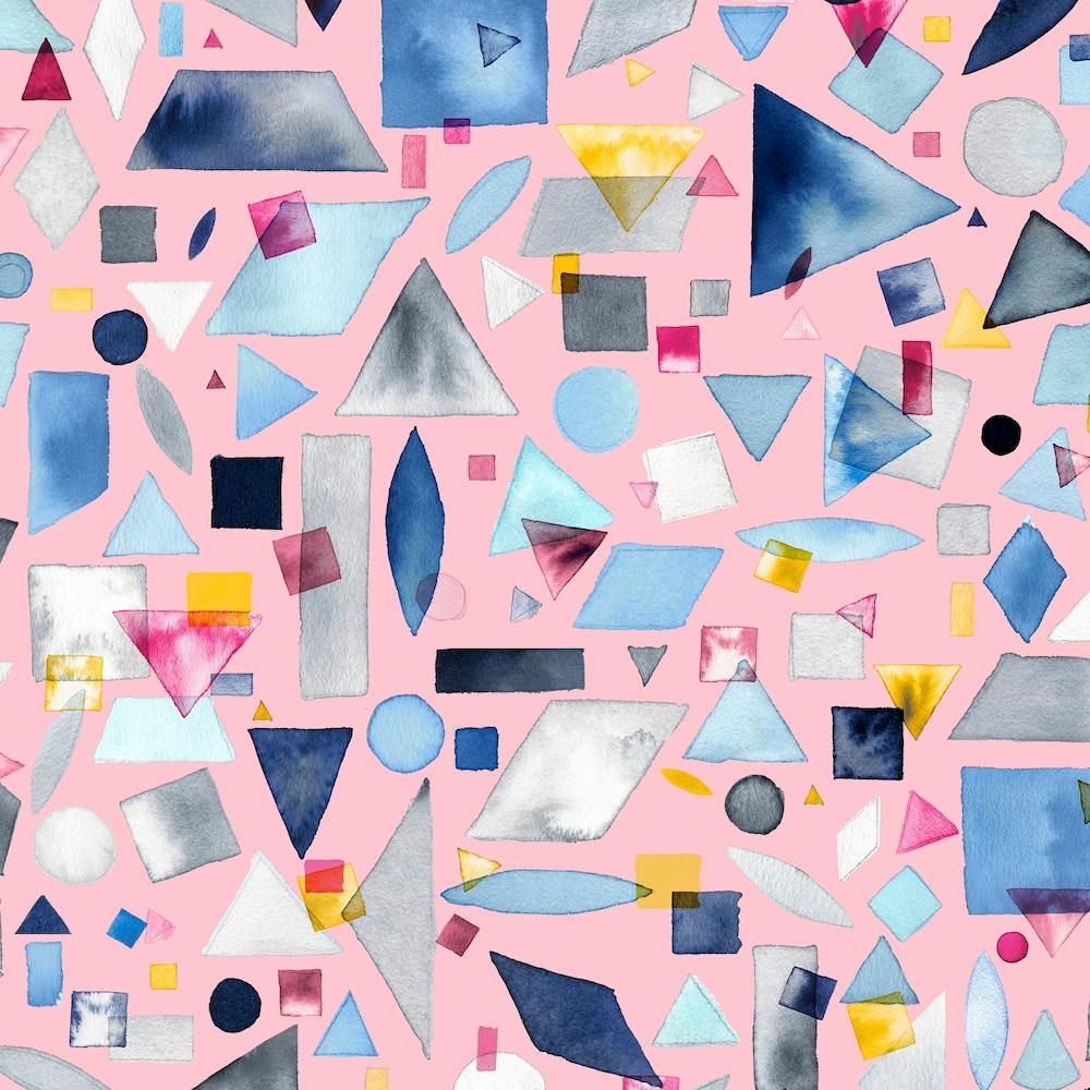 Geometric Pieces Pink Square