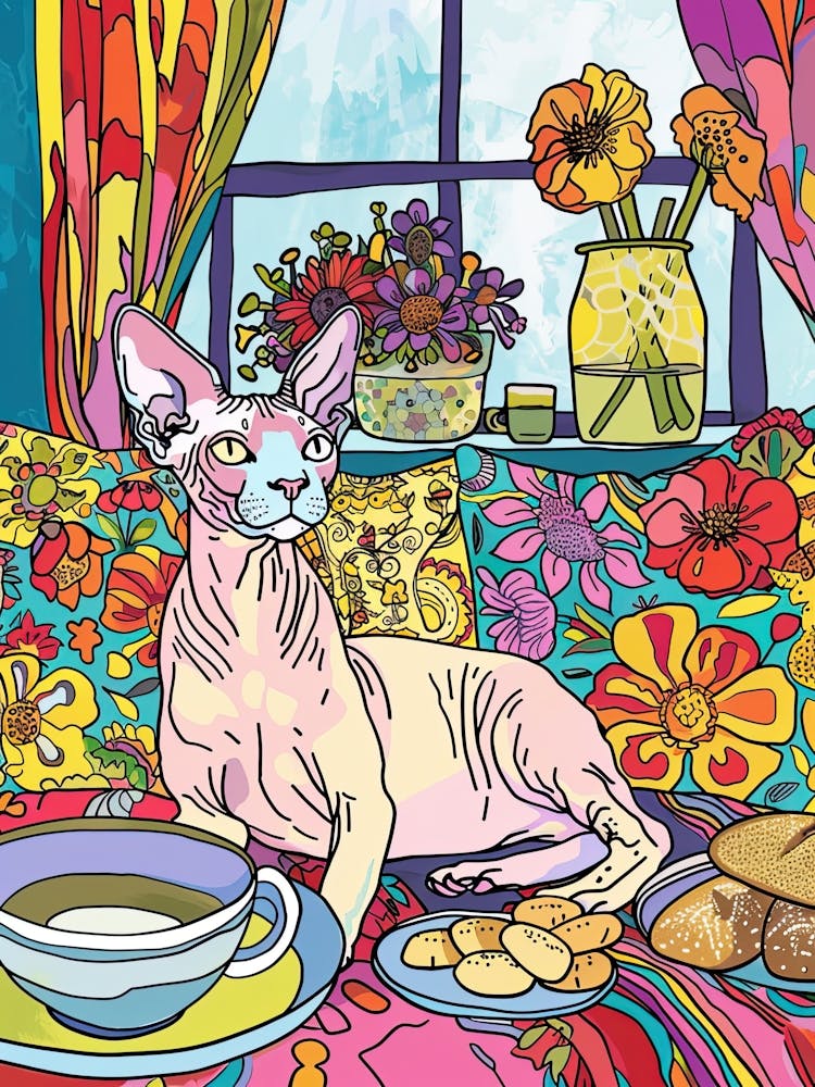 Tea Time With A Sphynx Cat 1