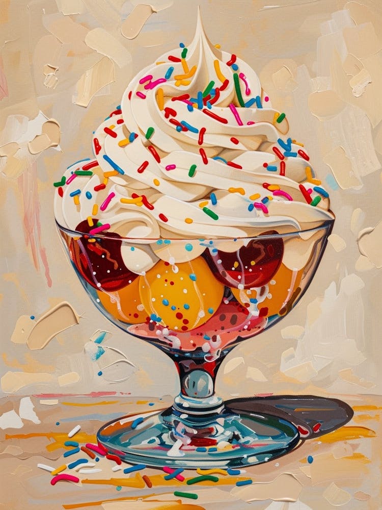 Trifle With Rainbow Sprinkles Beige Painting 2