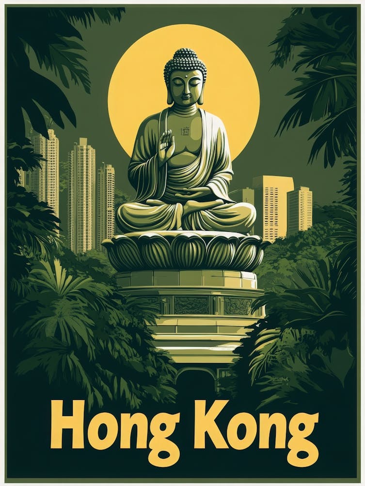 Aihrgdesign A Mid Century Modern Travel Poster For Hong Kong