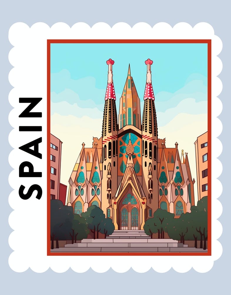 Spain 2 Travel Stamp Poster