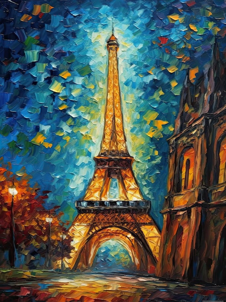 Eiffel Tower Paris France Vincent Van Gogh Style 8