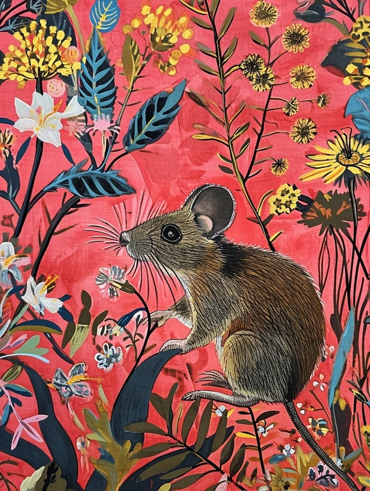 Floral Animal Painting Mouse 3