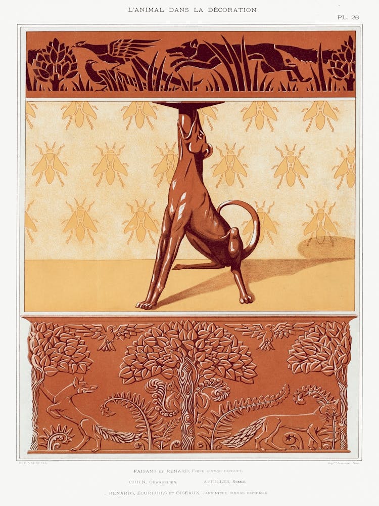 Pheasants And Fox, Maurice Pillard Verneuil