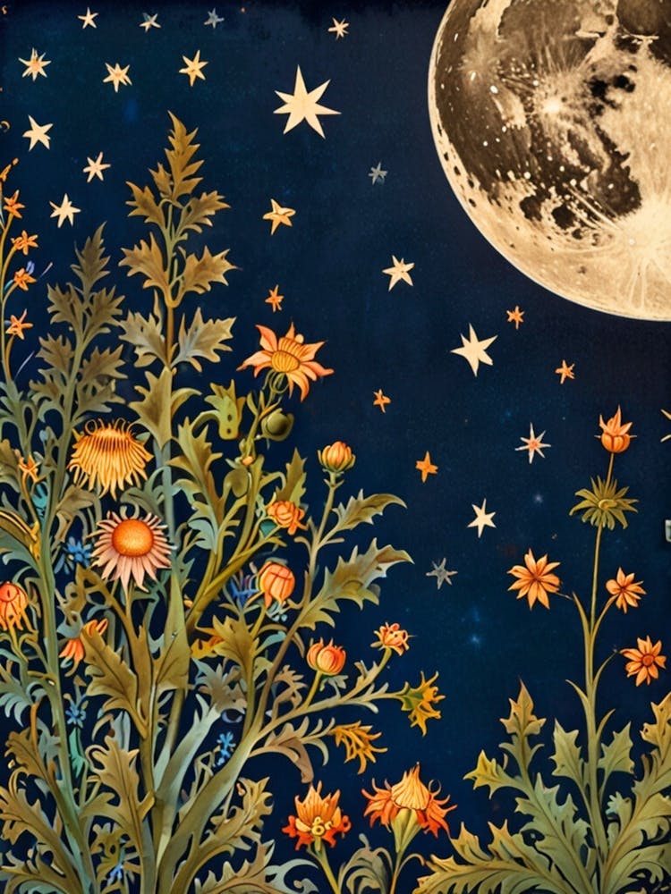 WILLIAM MORRIS Moon And Flowers 1