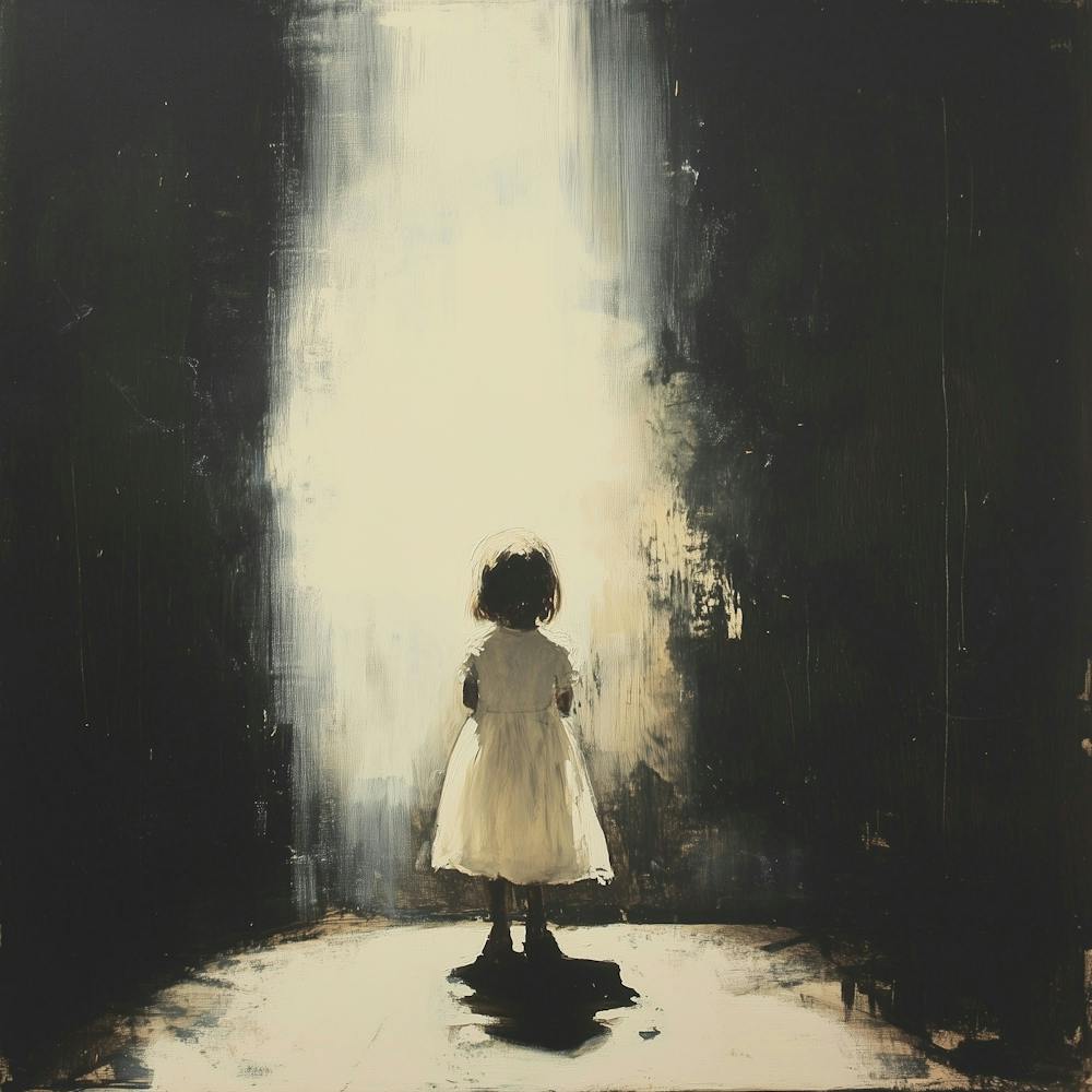 Doofboy A Surreal Painting Of A Full Body Shot Of A Little Girl