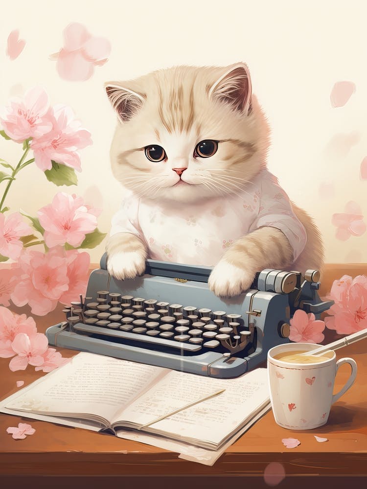 Kawaii Cat Drawings Writing 8