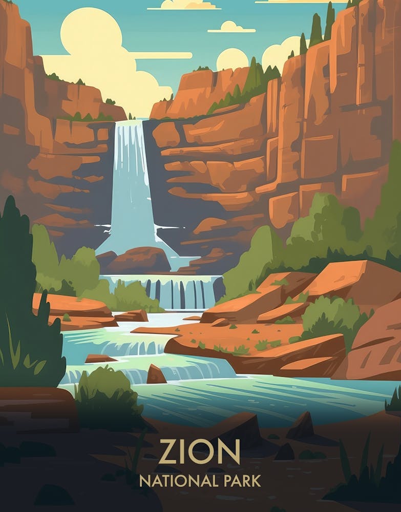 Zion National Park Vintage Travel Poster 1