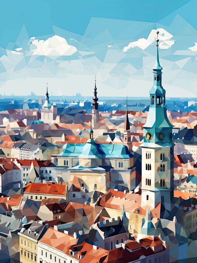Kraków, Poland, Geometric Illustration 3
