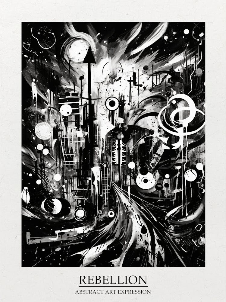 Rebellion Abstract Black And White 4 Poster