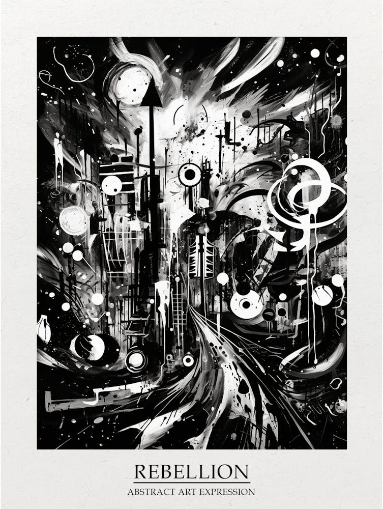 Rebellion Abstract Black And White 4 Poster