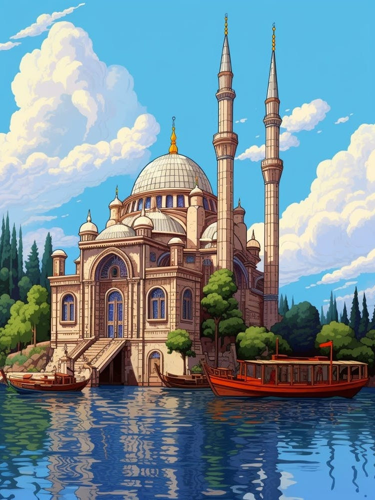 Ortaky Mosque Pixel Art 6