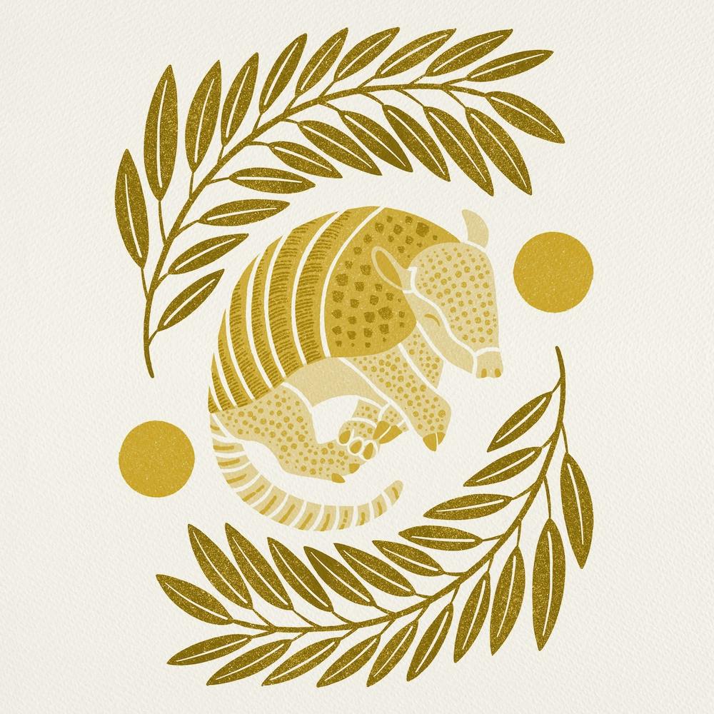 Armadillo   Yellow Monotone Square