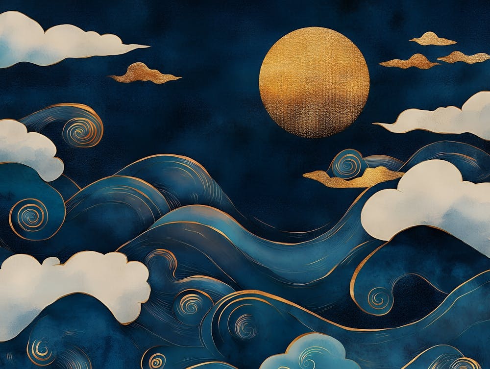 Moon And Waves