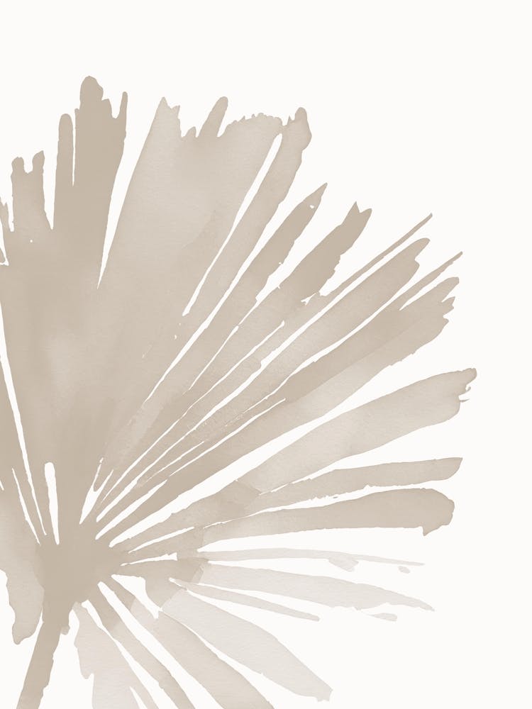 Boho Botanical Art, Beige Abstract Palm Leaf, Minimalist