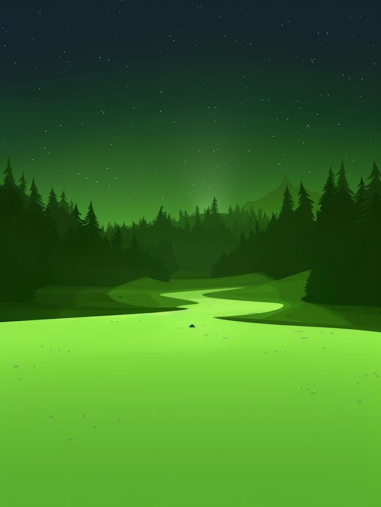 Green Forest At Night