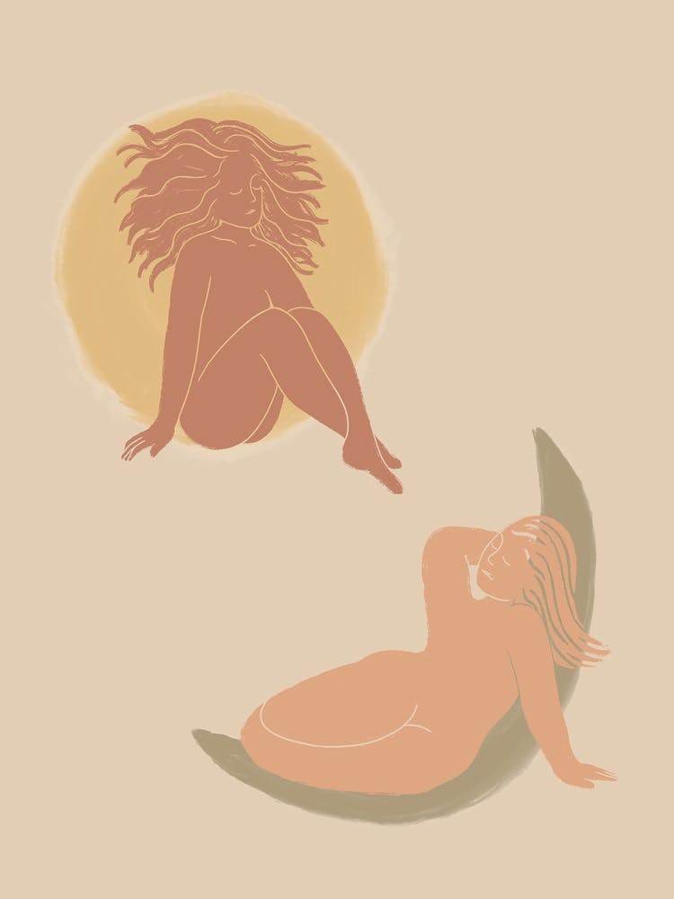 Sun and Moon Goddess | Moon Love | Sun Lover Decor | Feminine Goddess Art | Boho Art | Feminine Wall Art