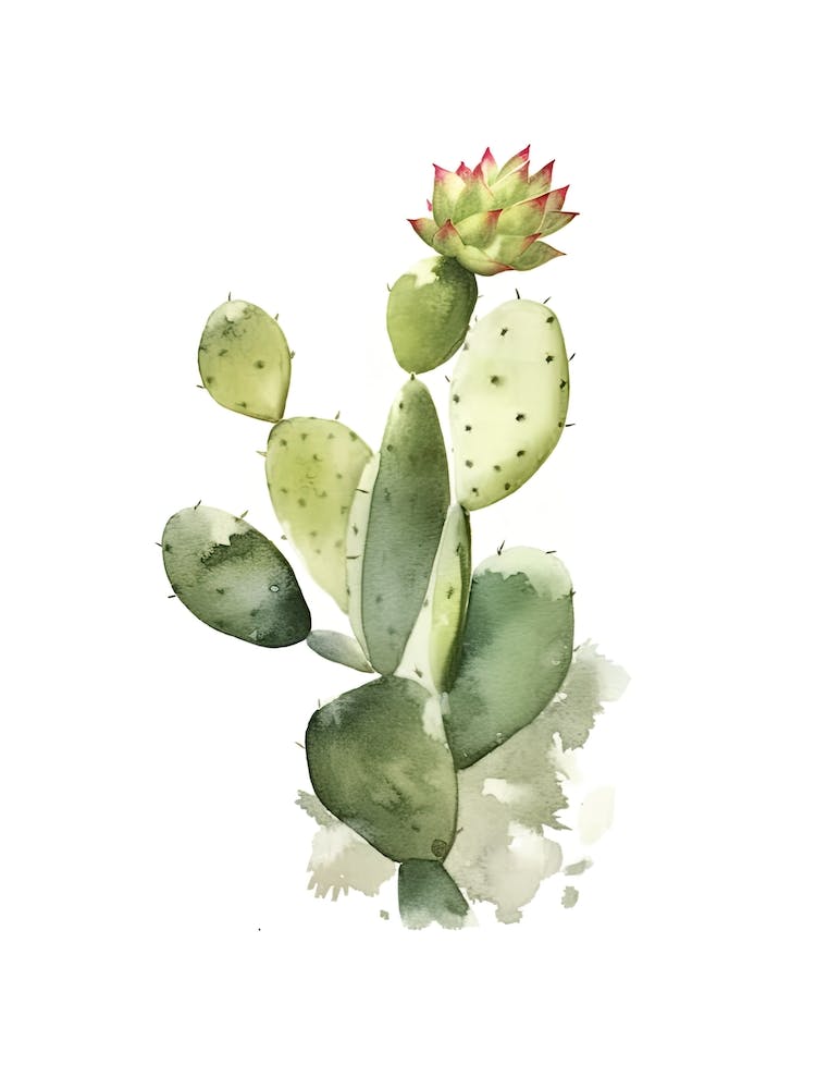 Ladyfinger Cactus Watercolour Drawing 1