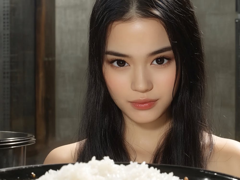 Asian Girl With Rice