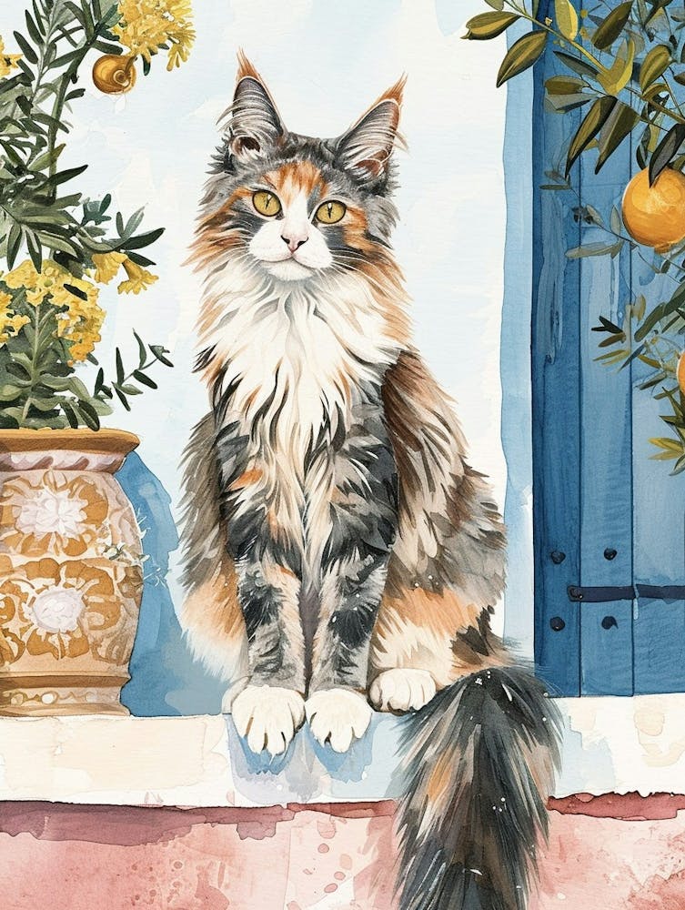 Maine Coon Storybook Illustration 3
