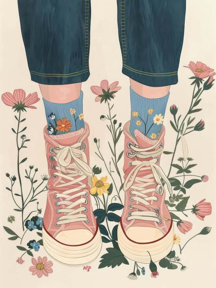 Pink Sneakers And Flowers 5