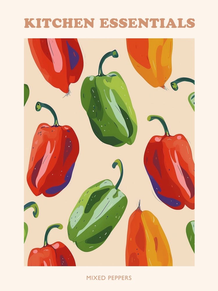 Motif Poivrons Mixtes Affiche 3