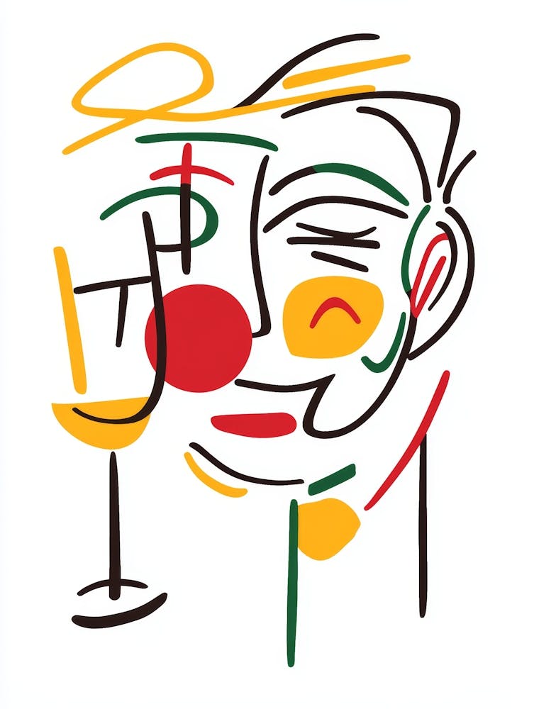 Clown mit einem Weinglas