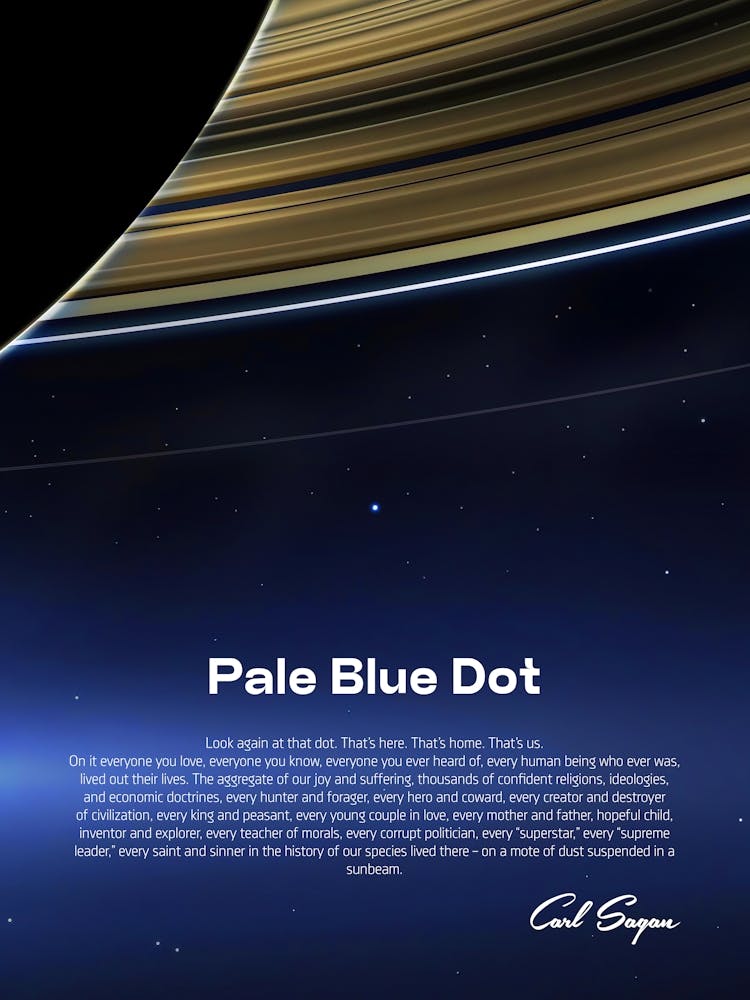 Pale Blue Dot poster, NASA Cassini, Saturn, 2013 — Space poster, science print