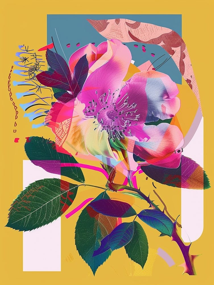 Rose 7 Neon Flower Collage