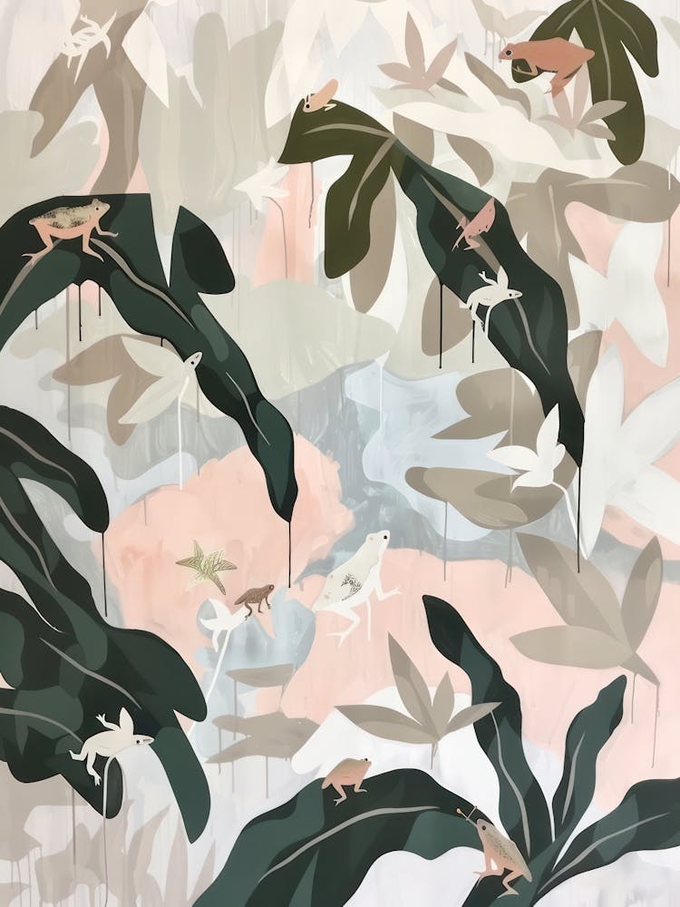 Frogs Pastels Jungle Illustration 2