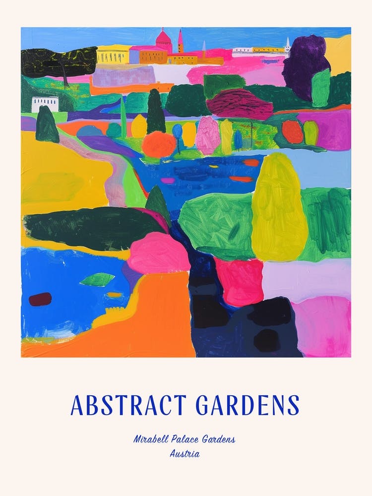Colourful Gardens Mirabell Palace Gardens Austria 3 Blue Poster