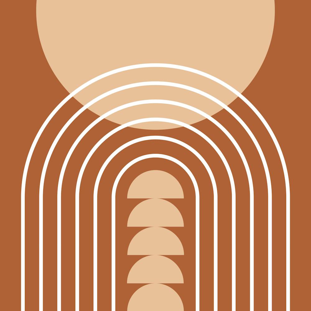 Modern Mid Century Gateway Sun Rainbow 7 In Beige Terracotta Brown 02