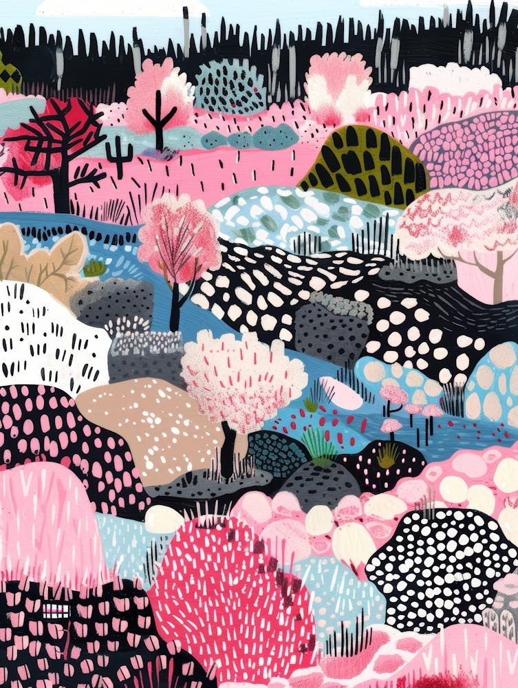 Pink And Black Landscape