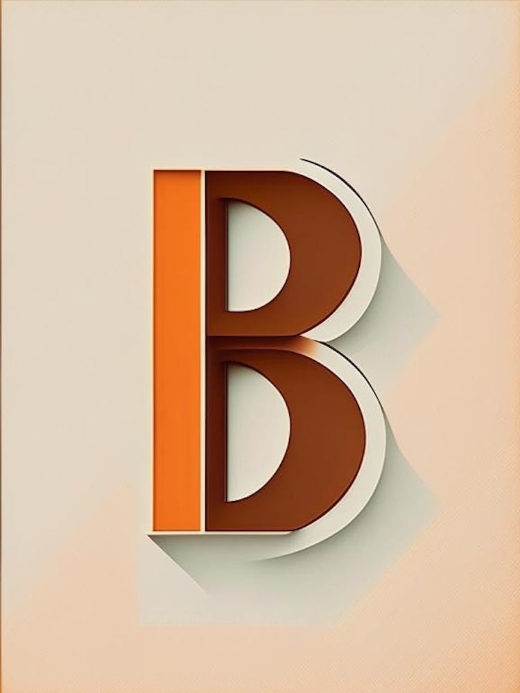 B, Letter, Alphabet Retro Minimal 9