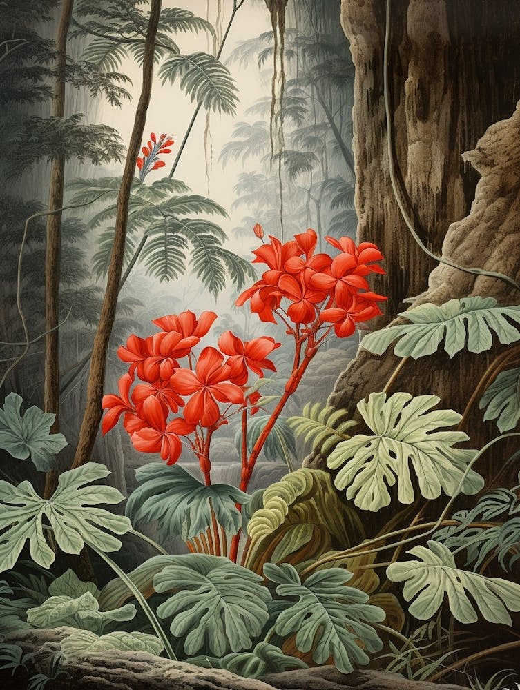 Vintage Jungle Botanical Illustration Jungle Geranium 2