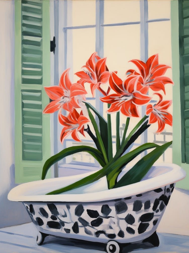 A Bathtube Full Of Amaryllis In A Bathroom 2