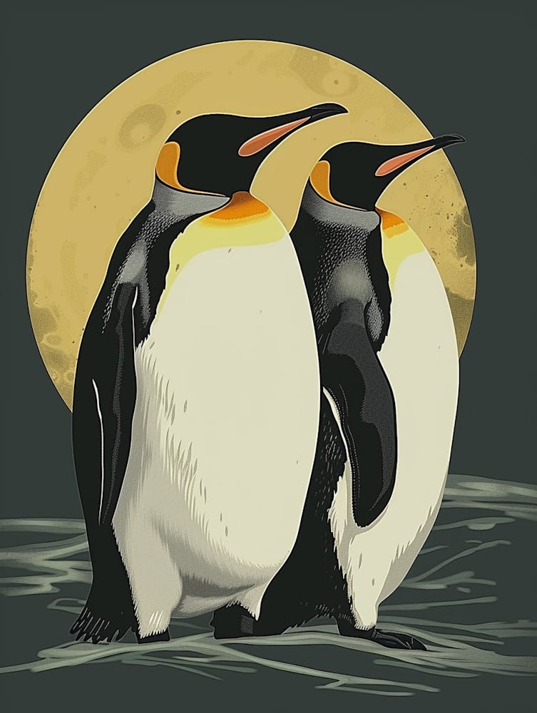 Emperor Penguin Half Moon Island Minimalist Illustration 4