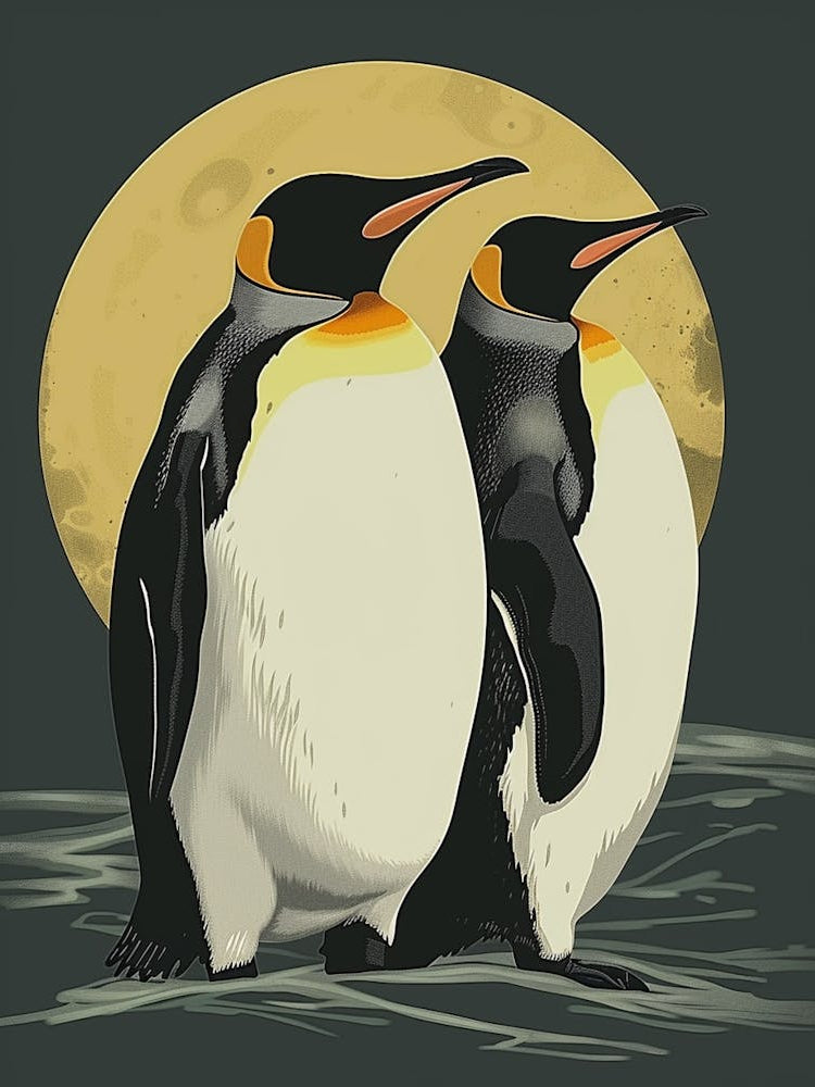 Emperor Penguin Half Moon Island Minimalist Illustration 4