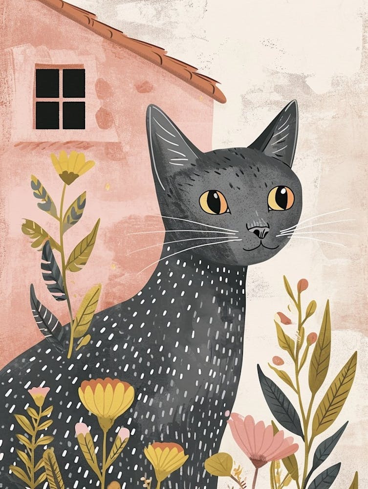 Egyptian Mau Cat Storybook Illustration 2