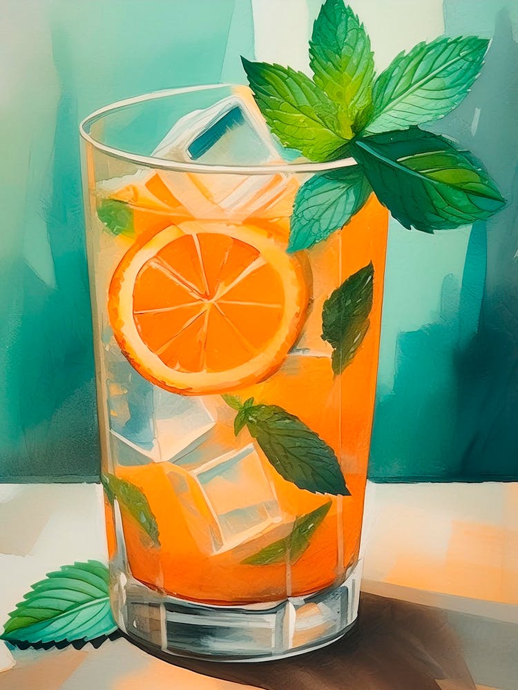 Wodka-Cocktail mit Minze und Orangensaft