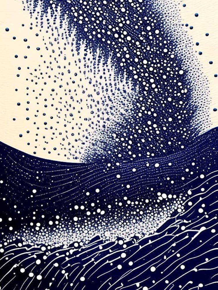 Water Splatter Water Waterscape Linocut 1