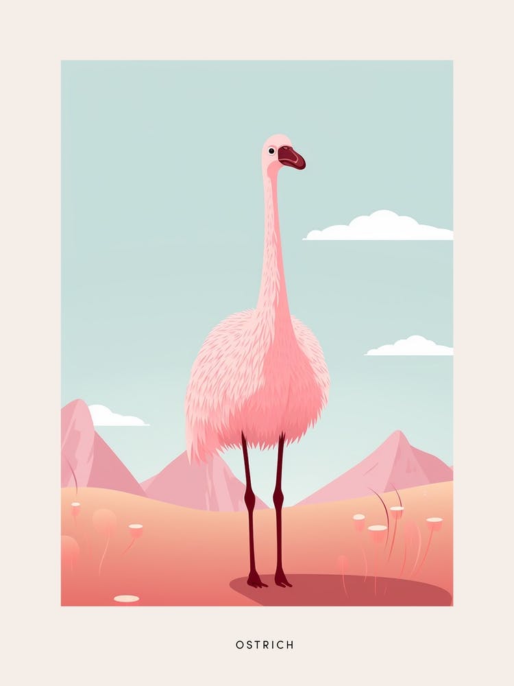 Minimalist Ostrich 2 Bird Poster