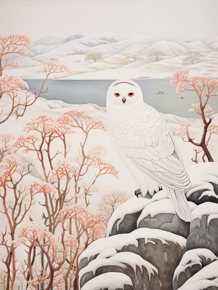 Winter Bird Painting Snowy Owl 4